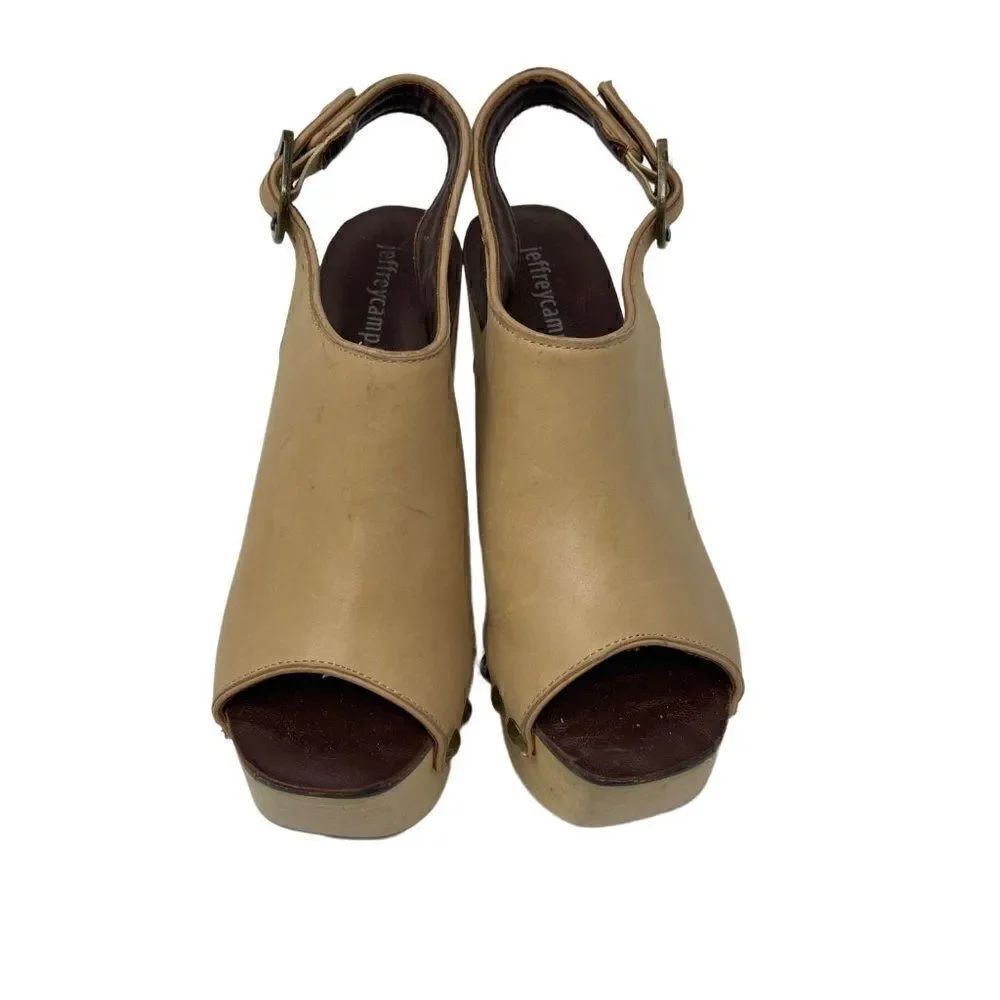 Jeffrey Campbell clogs cream leather US 5.5M BoxD Wood platforms